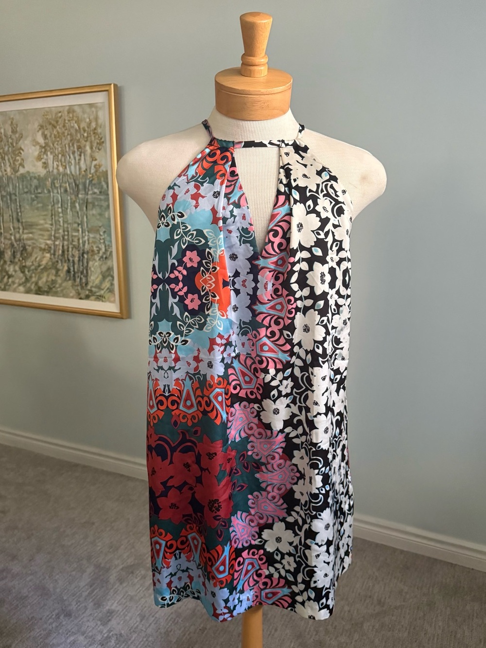ECI New York Floral Halter Shift Dress XL | Resort Vacation